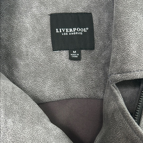 Liverpool Gray Light Suede Fabric Jacket Military Lapel NWOT M - Picture 2 of 6